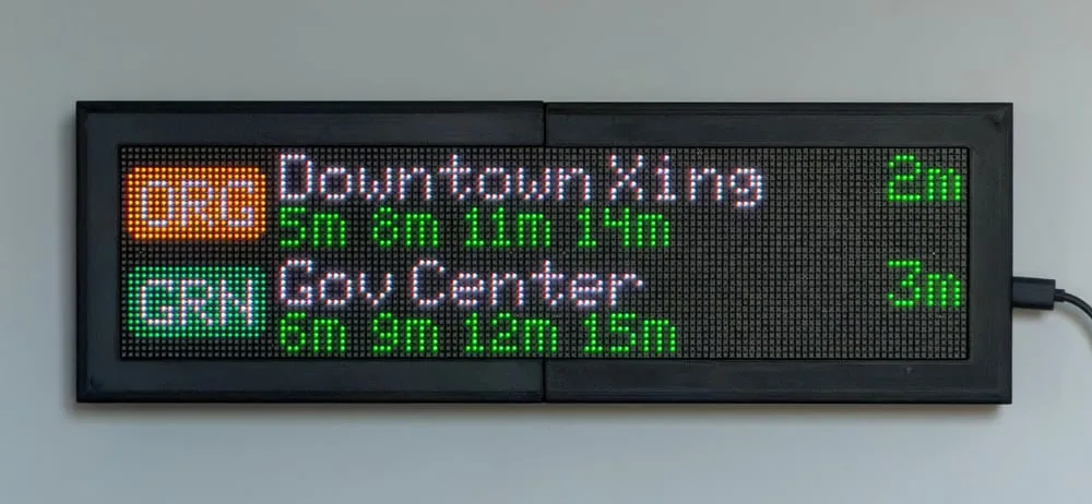 Real-time Boston Subway arrivals on a CommuteLive LED display