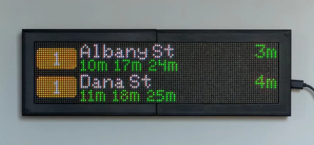 Real-time Boston Bus arrivals on a CommuteLive LED display