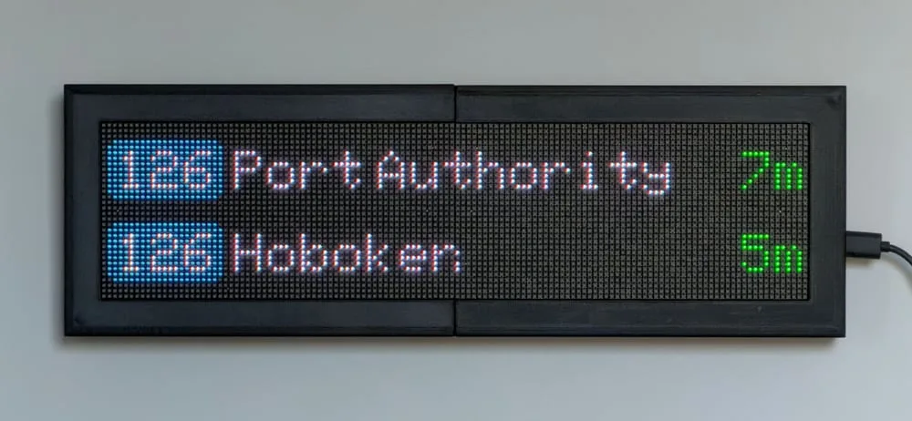 Real-time New Jersey Bus arrivals on a CommuteLive LED display