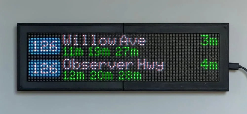 Real-time New Jersey Bus arrivals on a CommuteLive LED display